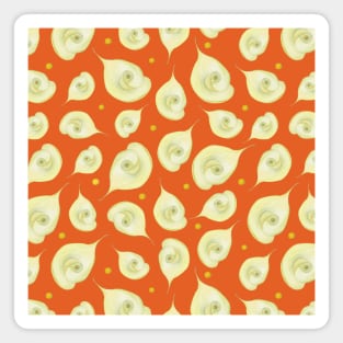 Delicate Flower Pattern Orange Background Magnet